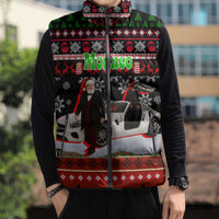 Monaco Christmas Sleeveless Puffer Jacket with Santa Claus Sports Car Snowflakes and Luxury Holiday - Wonder Print Shop