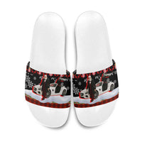 Monaco Christmas Slide Sandals with Santa Claus Sports Car Snowflakes and Luxury Holiday - Wonder Print Shop