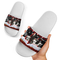 Monaco Christmas Slide Sandals with Santa Claus Sports Car Snowflakes and Luxury Holiday - Wonder Print Shop