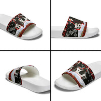 Monaco Christmas Slide Sandals with Santa Claus Sports Car Snowflakes and Luxury Holiday - Wonder Print Shop