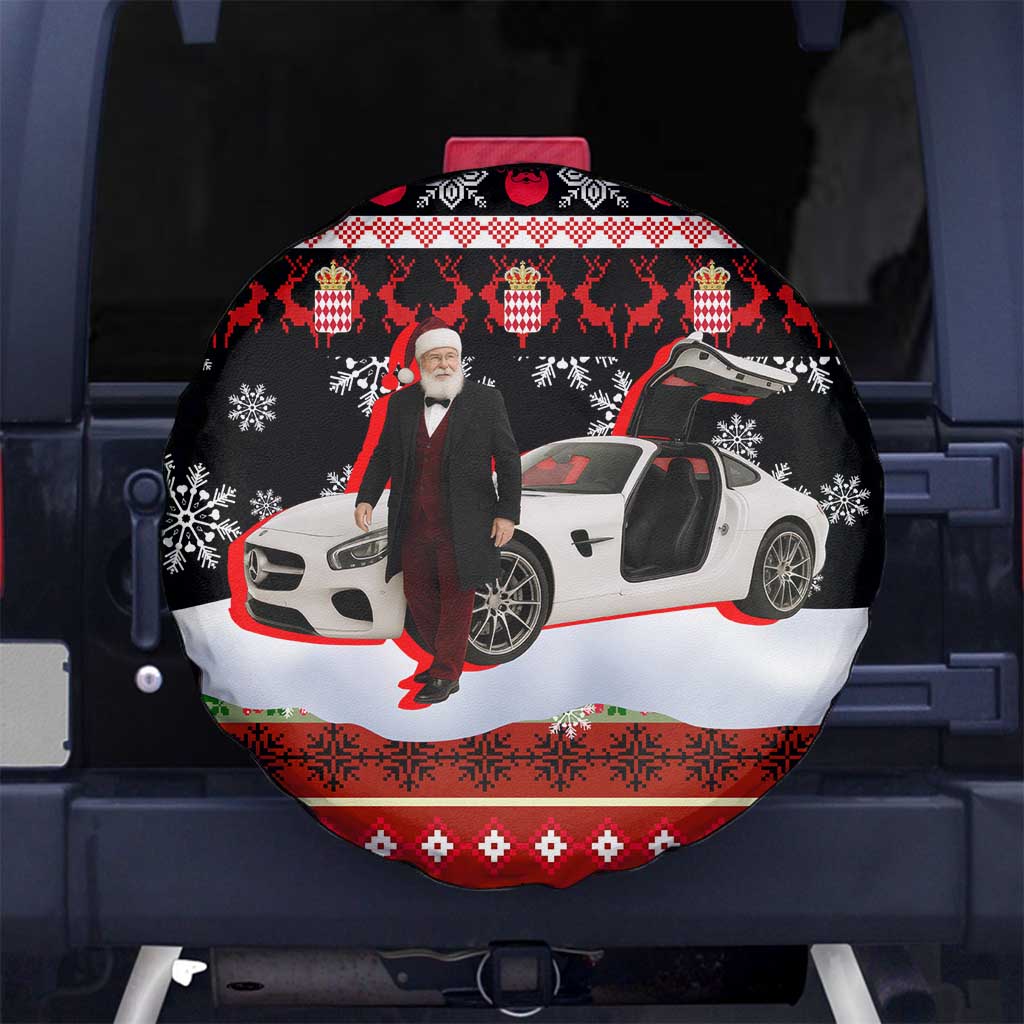 Monaco Christmas Spare Tire Cover with Santa Claus Sports Car Snowflakes and Luxury Holiday - Wonder Print Shop