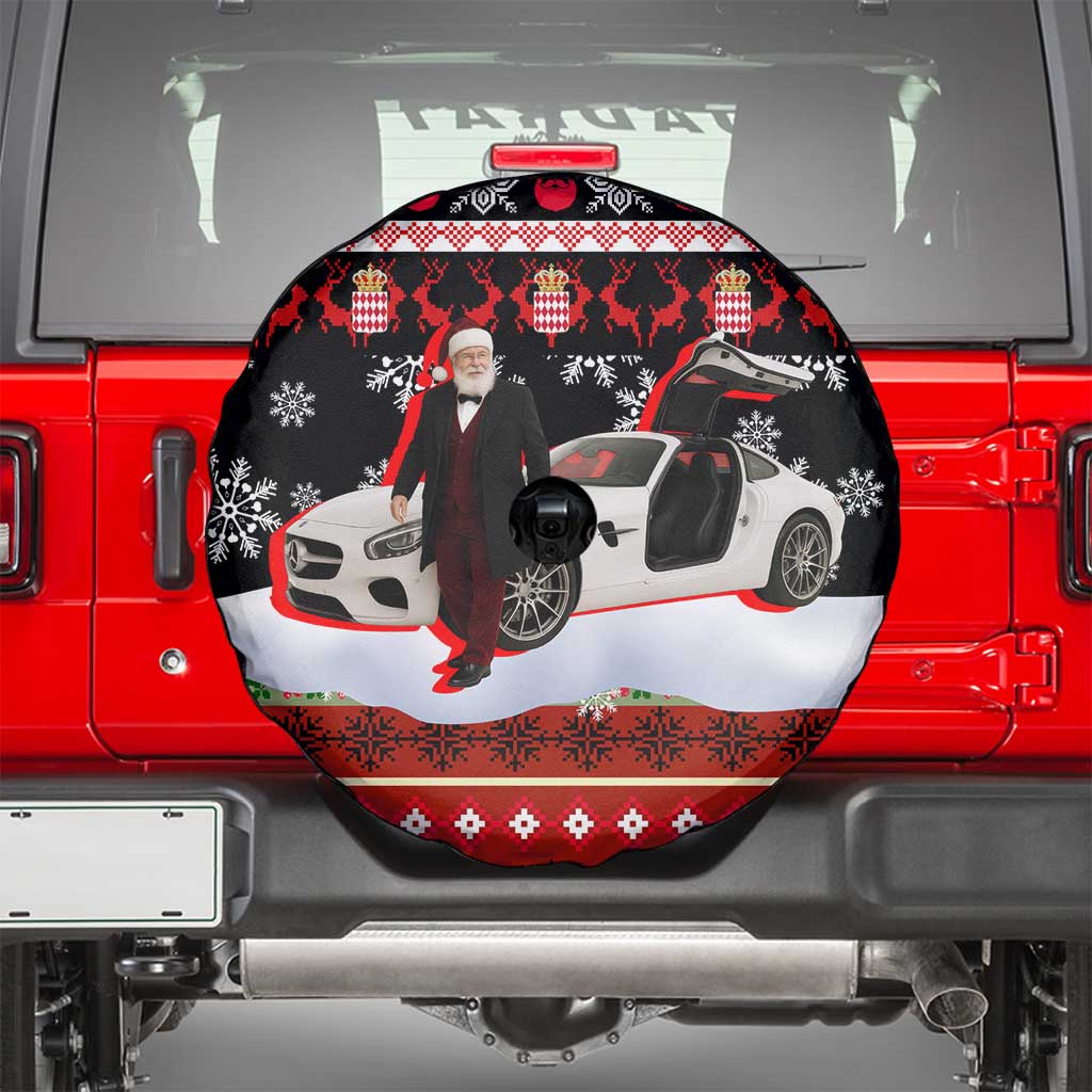 Monaco Christmas Spare Tire Cover with Santa Claus Sports Car Snowflakes and Luxury Holiday - Wonder Print Shop