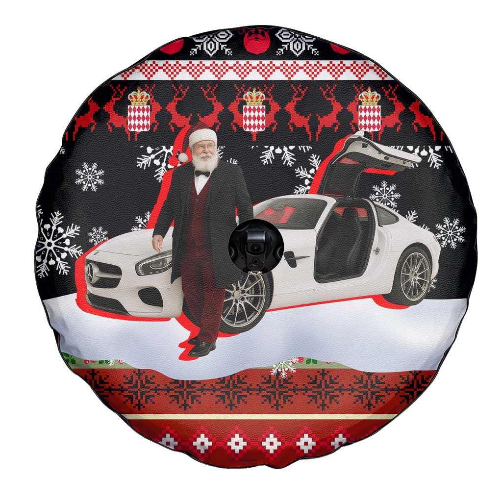 Monaco Christmas Spare Tire Cover with Santa Claus Sports Car Snowflakes and Luxury Holiday - Wonder Print Shop