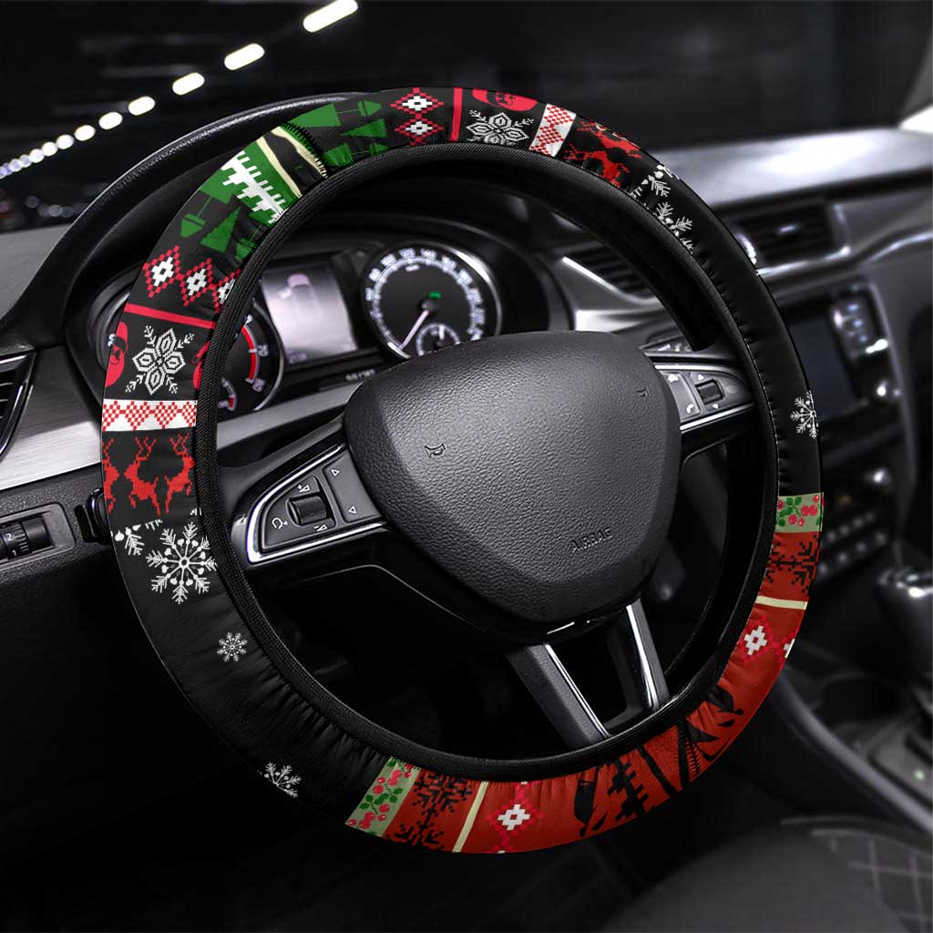 Monaco Christmas Steering Wheel Cover with Santa Claus Sports Car Snowflakes and Luxury Holiday - Wonder Print Shop