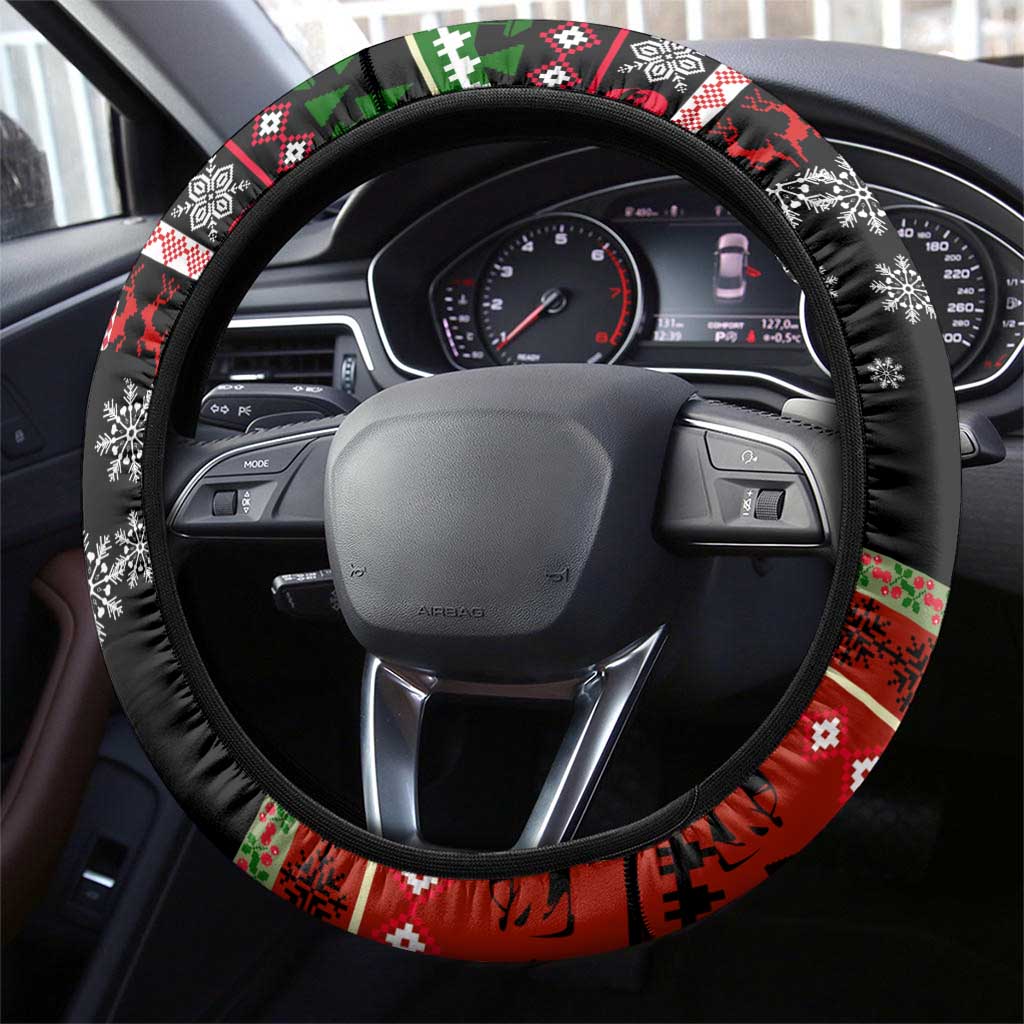 Monaco Christmas Steering Wheel Cover with Santa Claus Sports Car Snowflakes and Luxury Holiday - Wonder Print Shop