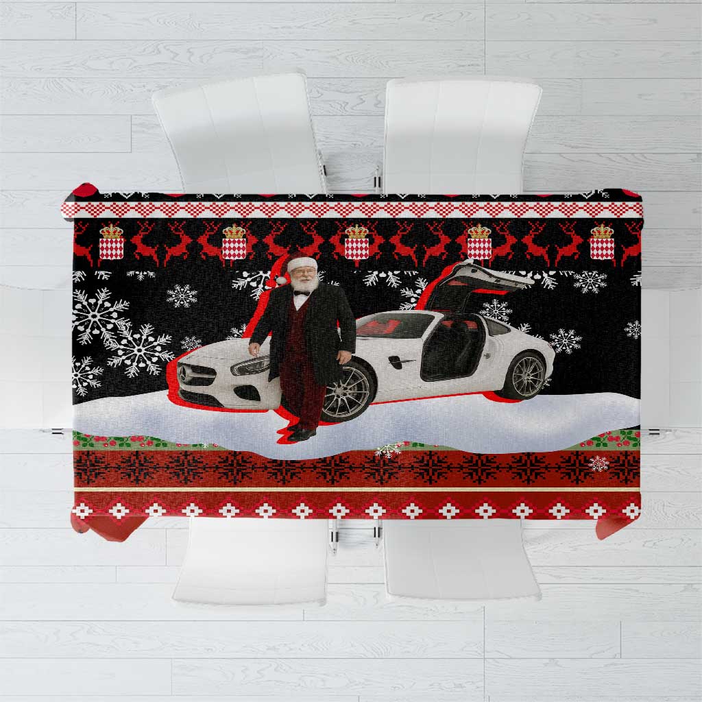 Monaco Christmas Tablecloth with Santa Claus Sports Car Snowflakes and Luxury Holiday - Wonder Print Shop