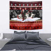 Monaco Christmas Tapestry with Santa Claus Sports Car Snowflakes and Luxury Holiday - Wonder Print Shop