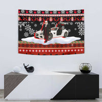 Monaco Christmas Tapestry with Santa Claus Sports Car Snowflakes and Luxury Holiday - Wonder Print Shop