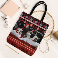 Monaco Christmas Tote Bag with Santa Claus Sports Car Snowflakes and Luxury Holiday - Wonder Print Shop