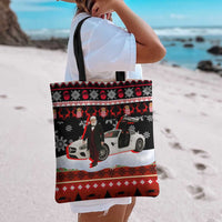 Monaco Christmas Tote Bag with Santa Claus Sports Car Snowflakes and Luxury Holiday - Wonder Print Shop