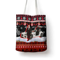 Monaco Christmas Tote Bag with Santa Claus Sports Car Snowflakes and Luxury Holiday - Wonder Print Shop