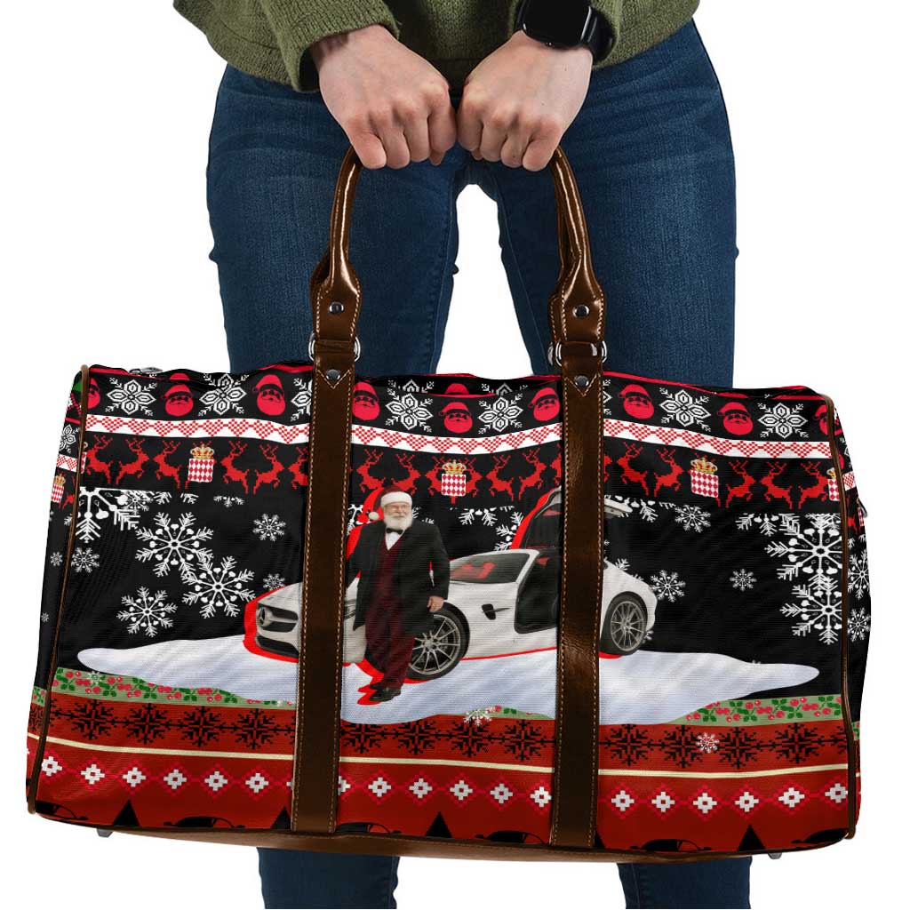 Monaco Christmas Travel Bag with Santa Claus Sports Car Snowflakes and Luxury Holiday - Wonder Print Shop