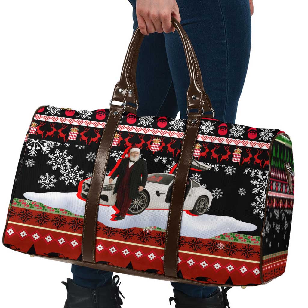Monaco Christmas Travel Bag with Santa Claus Sports Car Snowflakes and Luxury Holiday - Wonder Print Shop
