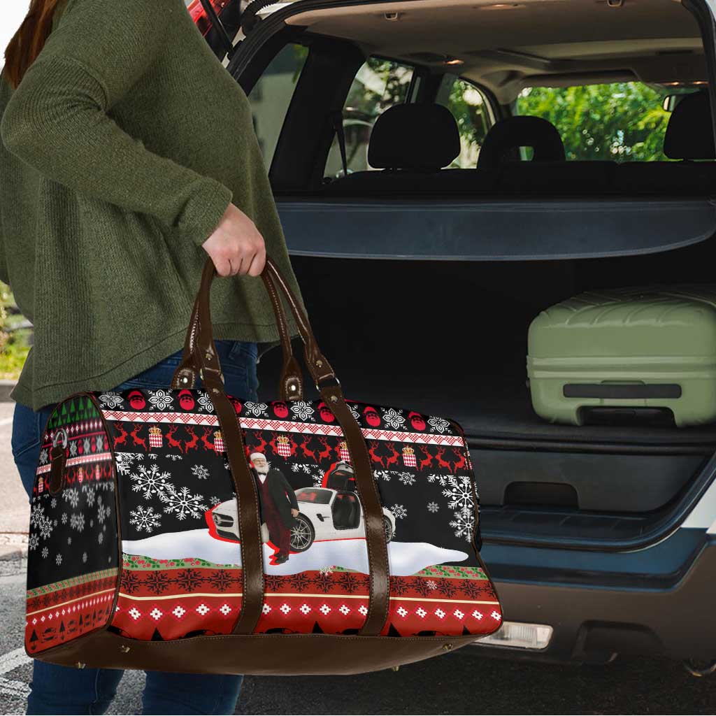 Monaco Christmas Travel Bag with Santa Claus Sports Car Snowflakes and Luxury Holiday - Wonder Print Shop