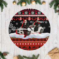 Monaco Christmas Tree Skirt with Santa Claus Sports Car Snowflakes and Luxury Holiday - Wonder Print Shop
