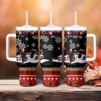 Monaco Christmas Tumbler With Handle with Santa Claus Sports Car Snowflakes and Luxury Holiday - Wonder Print Shop