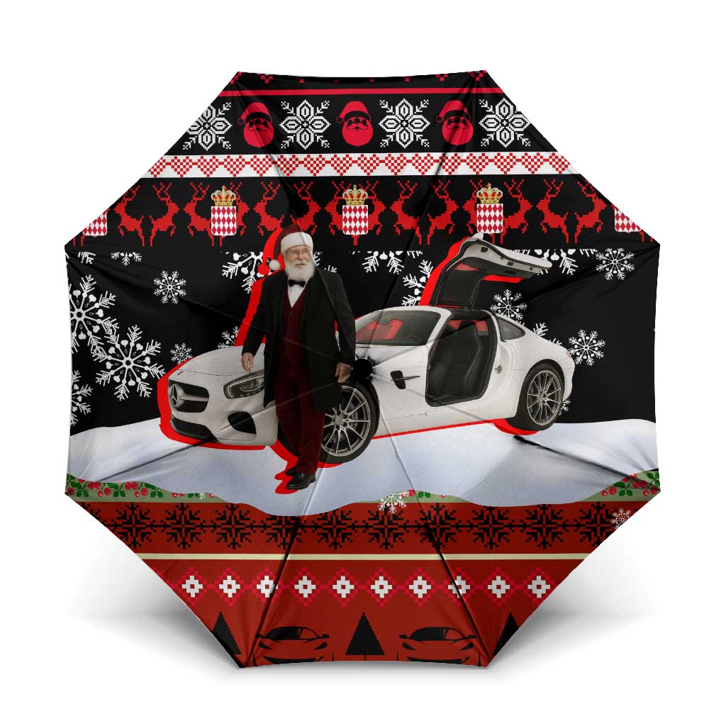 Monaco Christmas Umbrella with Santa Claus Sports Car Snowflakes and Luxury Holiday - Wonder Print Shop