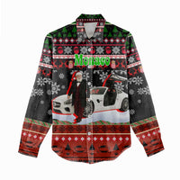 Monaco Christmas Women Casual Shirt with Santa Claus Sports Car Snowflakes and Luxury Holiday - Wonder Print Shop