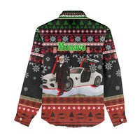 Monaco Christmas Women Casual Shirt with Santa Claus Sports Car Snowflakes and Luxury Holiday - Wonder Print Shop
