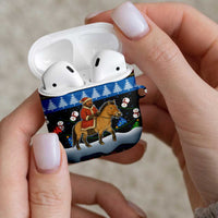 Mongolia Christmas AirPods Case with Santa Riding Horse Snowmen Yurts and Winter Holiday - Wonder Print Shop