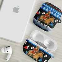 Mongolia Christmas AirPods Case with Santa Riding Horse Snowmen Yurts and Winter Holiday - Wonder Print Shop