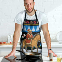 Mongolia Christmas Apron with Santa Riding Horse Snowmen Yurts and Winter Holiday - Wonder Print Shop