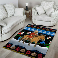 Mongolia Christmas Area Rug with Santa Riding Horse Snowmen Yurts and Winter Holiday - Wonder Print Shop