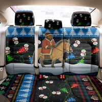 Mongolia Christmas Back Car Seat Cover with Santa Riding Horse Snowmen Yurts and Winter Holiday - Wonder Print Shop