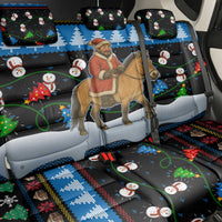 Mongolia Christmas Back Car Seat Cover with Santa Riding Horse Snowmen Yurts and Winter Holiday - Wonder Print Shop