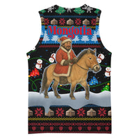 Mongolia Christmas Basketball Jersey with Santa Riding Horse Snowmen Yurts and Winter Holiday - Wonder Print Shop
