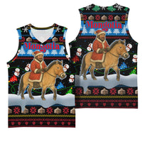 Mongolia Christmas Basketball Jersey with Santa Riding Horse Snowmen Yurts and Winter Holiday - Wonder Print Shop