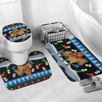Mongolia Christmas Bathroom Set with Santa Riding Horse Snowmen Yurts and Winter Holiday - Wonder Print Shop