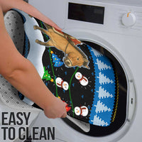 Mongolia Christmas Bathroom Set with Santa Riding Horse Snowmen Yurts and Winter Holiday - Wonder Print Shop