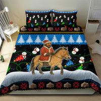 Mongolia Christmas Bedding Set with Santa Riding Horse Snowmen Yurts and Winter Holiday - Wonder Print Shop