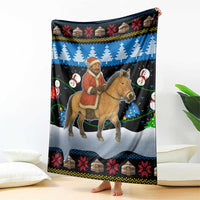 Mongolia Christmas Blanket with Santa Riding Horse Snowmen Yurts and Winter Holiday - Wonder Print Shop