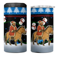 Mongolia Christmas 4 in 1 Can Cooler Tumbler with Santa Riding Horse Snowmen Yurts and Winter Holiday - Wonder Print Shop