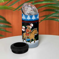 Mongolia Christmas 4 in 1 Can Cooler Tumbler with Santa Riding Horse Snowmen Yurts and Winter Holiday - Wonder Print Shop