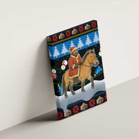 Mongolia Christmas Canvas Wall Art with Santa Riding Horse Snowmen Yurts and Winter Holiday - Wonder Print Shop