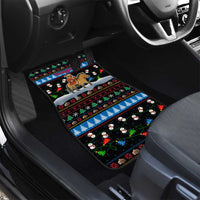 Mongolia Christmas Car Mats with Santa Riding Horse Snowmen Yurts and Winter Holiday - Wonder Print Shop