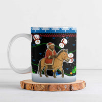 Mongolia Christmas Ceramic Mug with Santa Riding Horse Snowmen Yurts and Winter Holiday - Wonder Print Shop