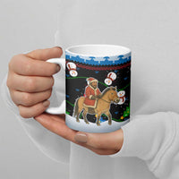 Mongolia Christmas Ceramic Mug with Santa Riding Horse Snowmen Yurts and Winter Holiday - Wonder Print Shop