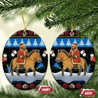 Mongolia Christmas Ceramic Ornament with Santa Riding Horse Snowmen Yurts and Winter Holiday - Wonder Print Shop