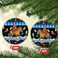 Mongolia Christmas Ceramic Ornament with Santa Riding Horse Snowmen Yurts and Winter Holiday - Wonder Print Shop