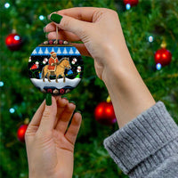 Mongolia Christmas Ceramic Ornament with Santa Riding Horse Snowmen Yurts and Winter Holiday - Wonder Print Shop