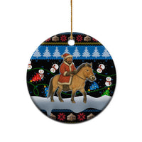 Mongolia Christmas Ceramic Ornament with Santa Riding Horse Snowmen Yurts and Winter Holiday - Wonder Print Shop