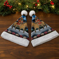 Mongolia Christmas Santa Hat with Santa Riding Horse Snowmen Yurts and Winter Holiday - Wonder Print Shop