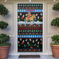 Mongolia Christmas Door Cover with Santa Riding Horse Snowmen Yurts and Winter Holiday - Wonder Print Shop