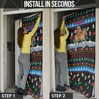 Mongolia Christmas Door Cover with Santa Riding Horse Snowmen Yurts and Winter Holiday - Wonder Print Shop