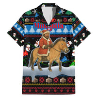 Mongolia Christmas Family Matching Mermaid Dress and Hawaiian Shirt with Santa Riding Horse Snowmen Yurts and Winter Holiday - Wonder Print Shop