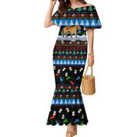 Mongolia Christmas Family Matching Mermaid Dress and Hawaiian Shirt with Santa Riding Horse Snowmen Yurts and Winter Holiday - Wonder Print Shop